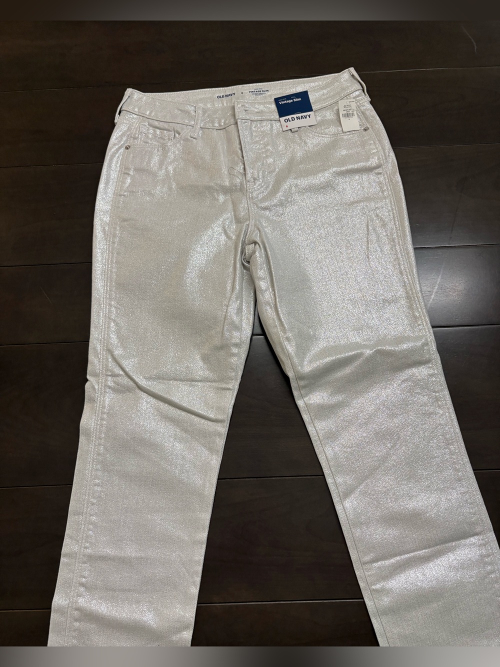 Old Navy Women’s Silver Straight-Leg Jeans